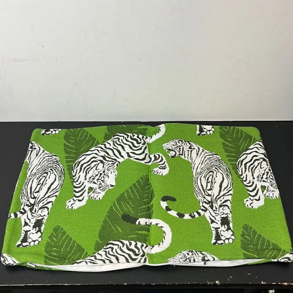 Williams Sonoma Outdoor Sunbrella Tiger Tropical Jacquard pillow case